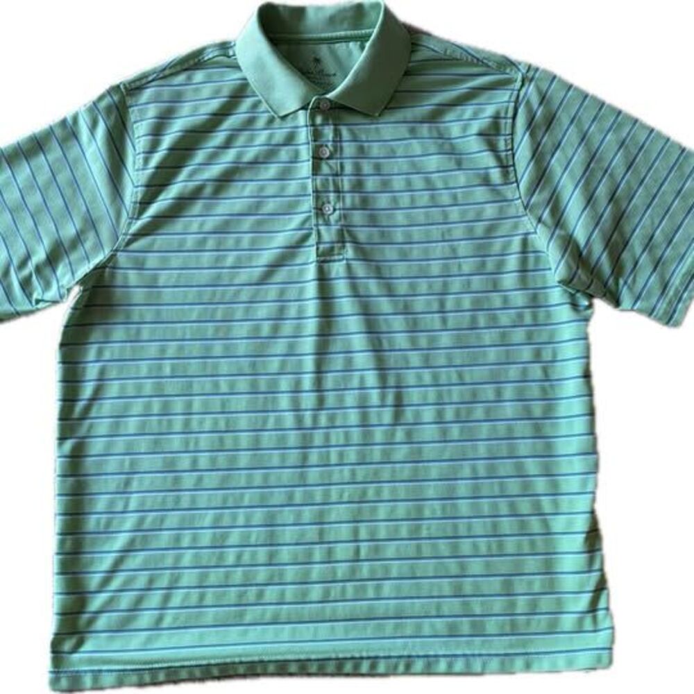 Palm Beach Golf Green Striped Polo Shirt - Size M